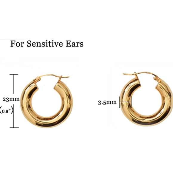 18K Gold Plated Huggie Hoop Earrings - Picture 3 of 4